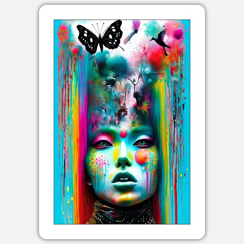 Imagination rêveuse - Sticker taille S (10 x 10 cm) - blanc mat