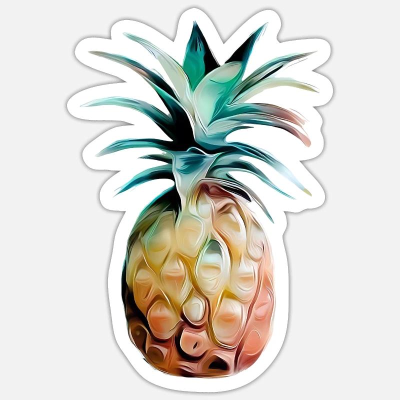 Encaustic pineapple - Sticker size S (10 x 10 cm) - white matte