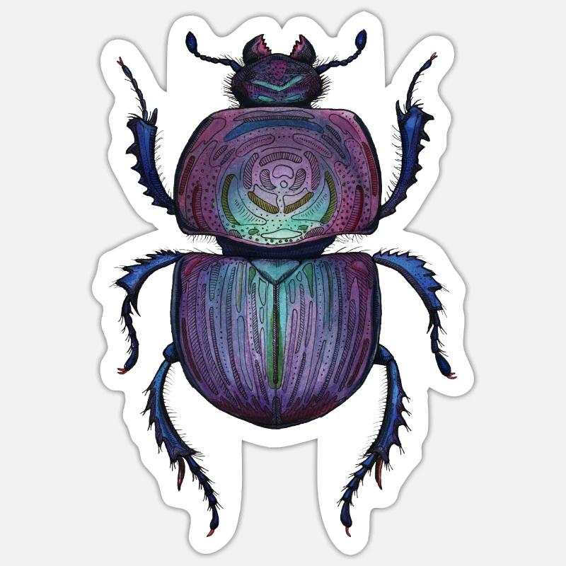Big Beetle - Coléoptère géant - Sticker taille S (10 x 10 cm) - blanc mat