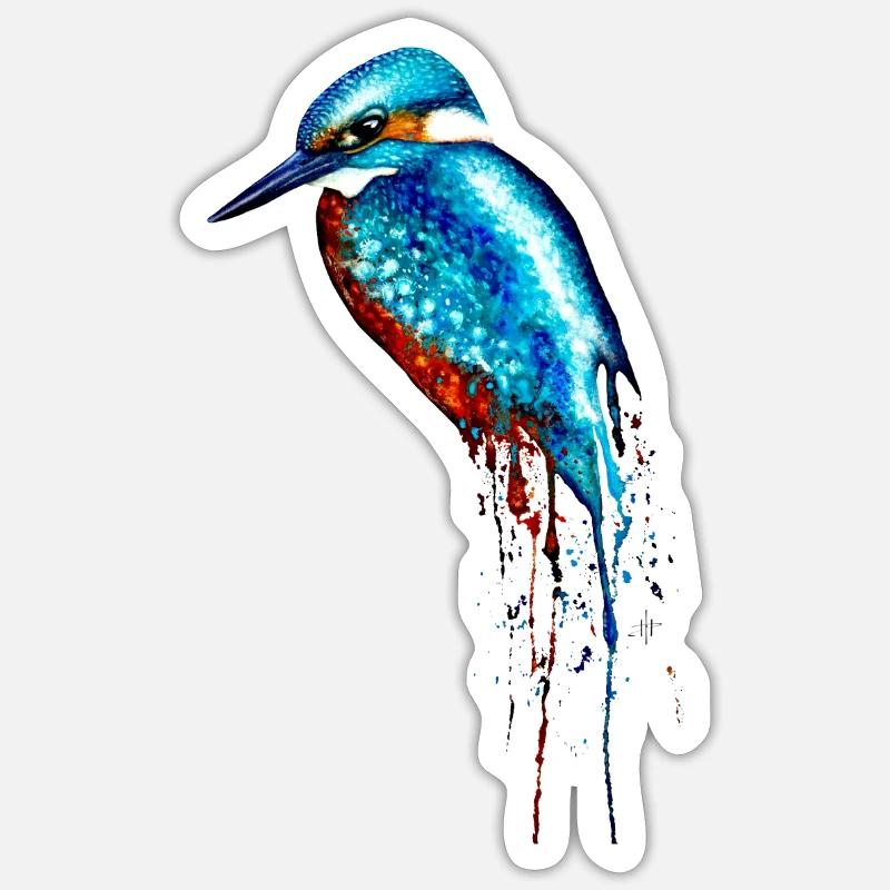 Aquarell Eisvogel Sticker Größe S (10 x 10 cm)