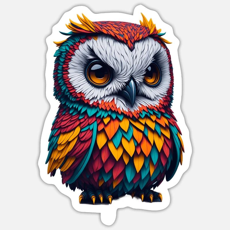 Eule 2 - Sticker Größe S (10 x 10 cm) - Mattweiß