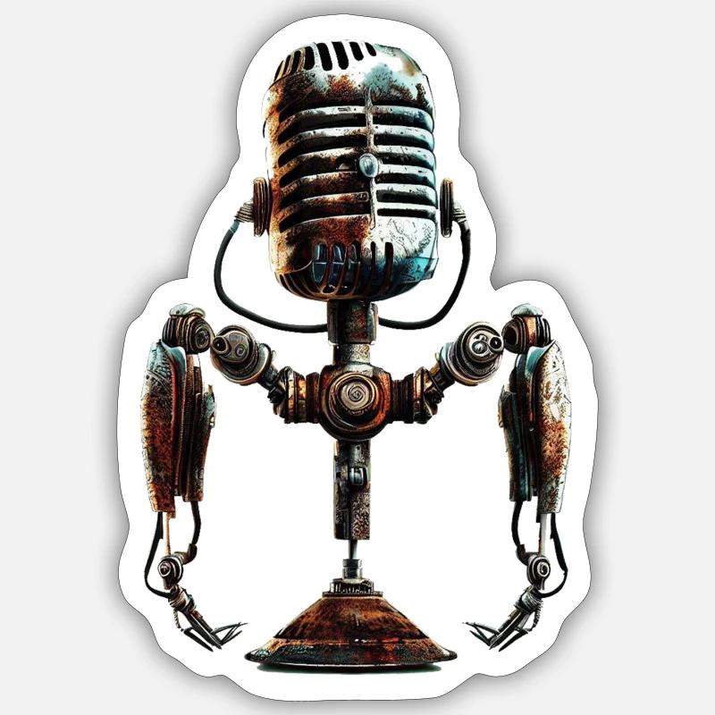 microphone old school - Sticker size S (10 x 10 cm) - white matte