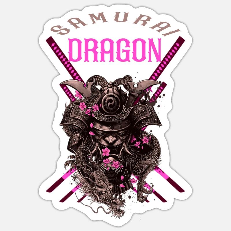 samurai dragon Sticker size S (10 x 10 cm)