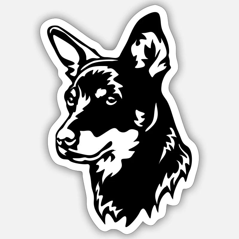 Lancashire Heeler Head - Sticker size S (10 x 10 cm) - white matte