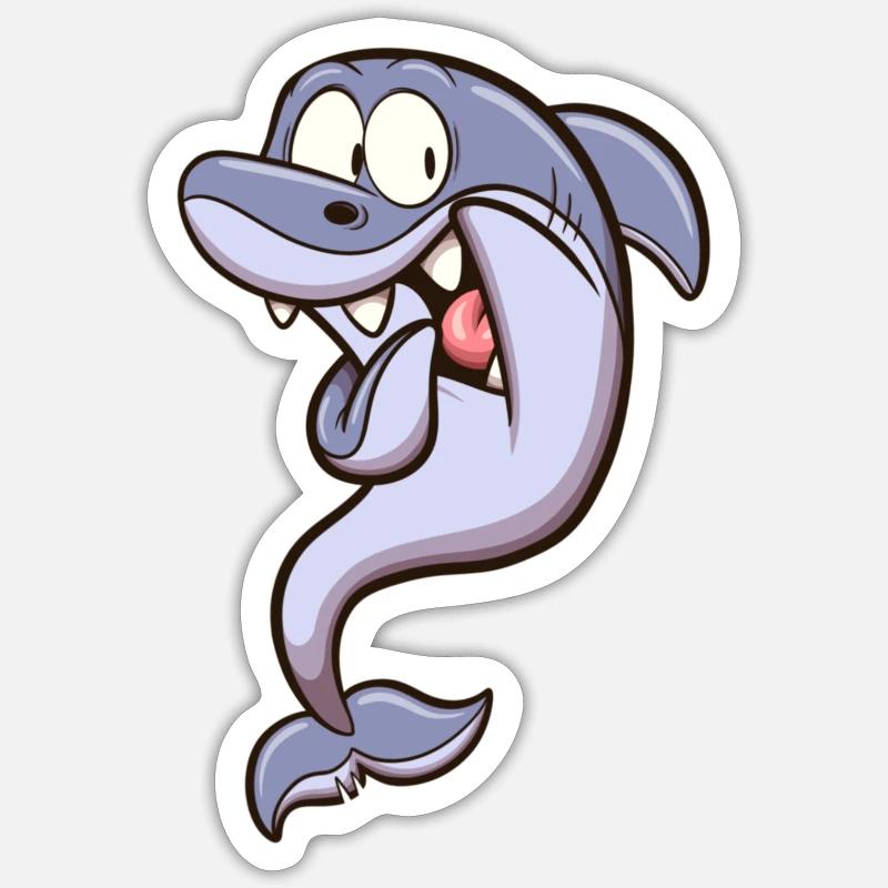 Requin effrayé - Sticker taille S (10 x 10 cm) - blanc mat