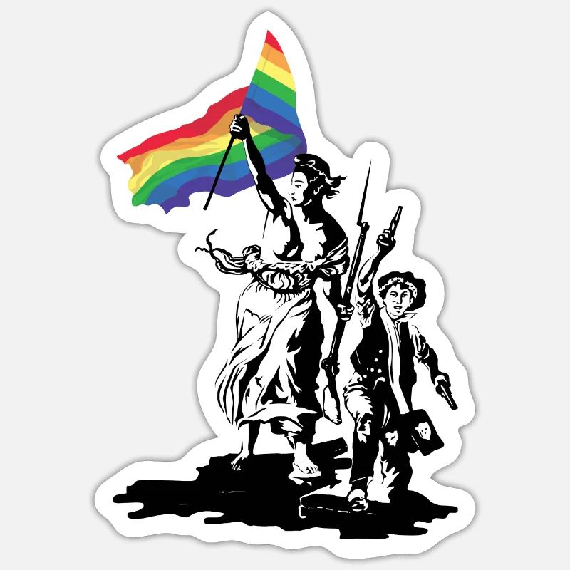 Freedom Guiding LGBT People - Sticker size S (10 x 10 cm) - white matte