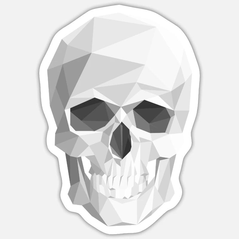 SCHÄDEL - LOW POLY - Sticker Größe S (10 x 10 cm) - Mattweiß