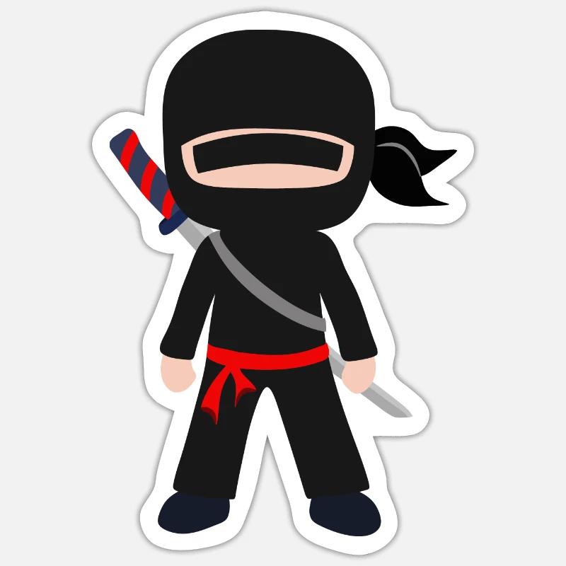 Combattant ninja avec épée - Sticker taille S (10 x 10 cm) - blanc mat