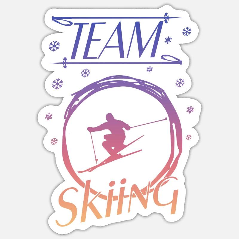 team skiing - Sticker Größe S (10 x 10 cm) - Mattweiß
