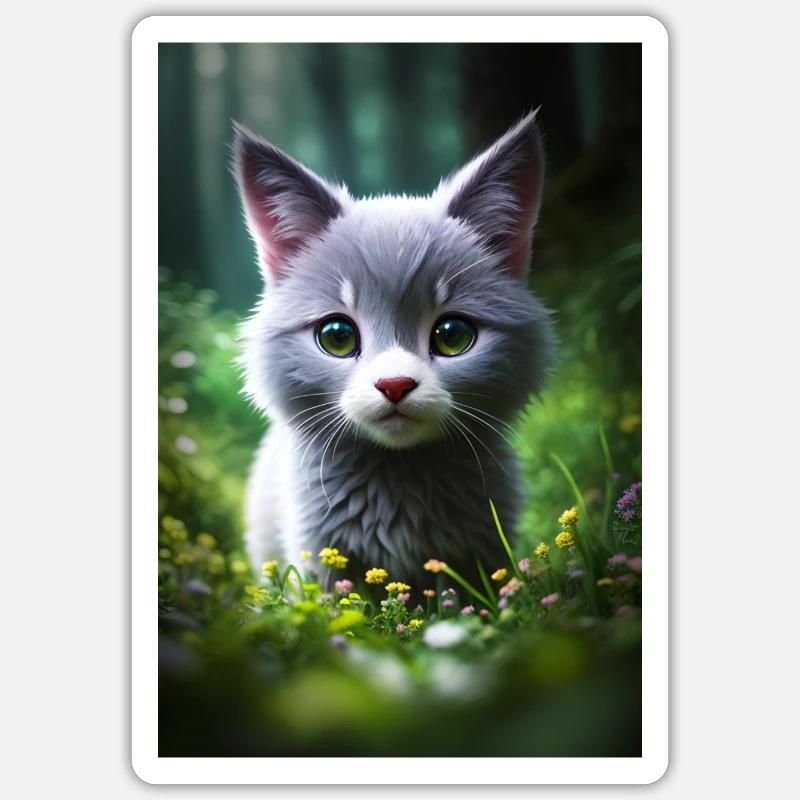 Cute Kitty - Sticker Größe S (10 x 10 cm) - Mattweiß