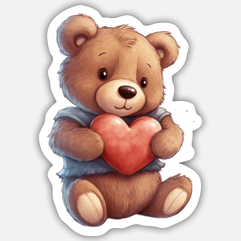 Teddy Bär - Sticker Größe S (10 x 10 cm) - Mattweiß