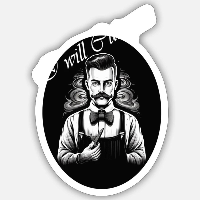 Barber_I will cut you - Sticker size S (10 x 10 cm) - white matte
