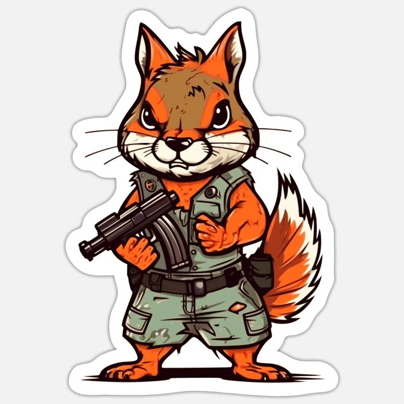 Squirrels armed to the teeth Sticker size S (10 x 10 cm)