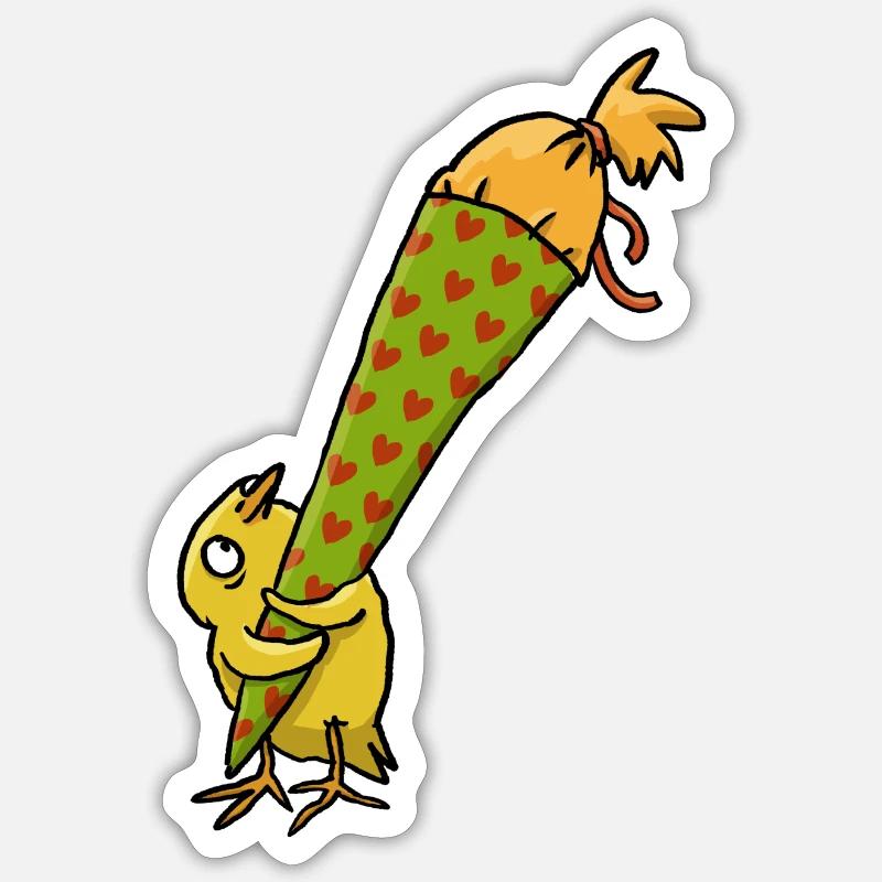 Chicks with school cone Sticker size S (10 x 10 cm)