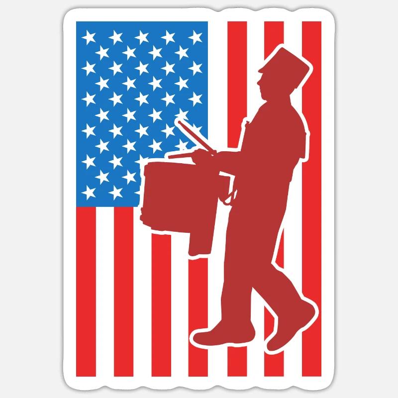 Drapeau de Drum USA Sticker taille S (10 x 10 cm)