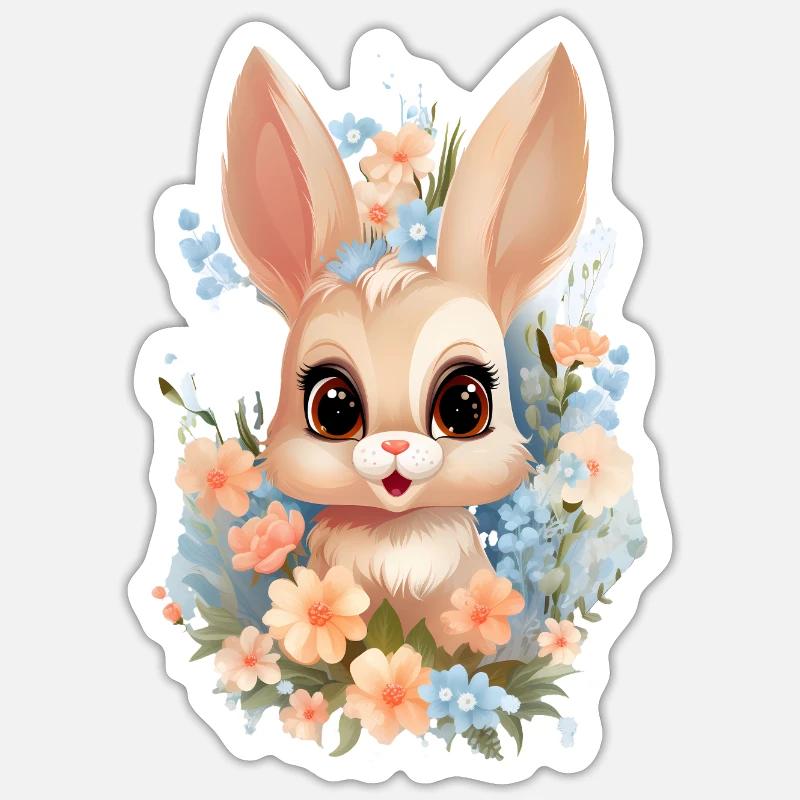 Mignon Lapin Bébé 2 - Sticker taille S (10 x 10 cm) - blanc mat