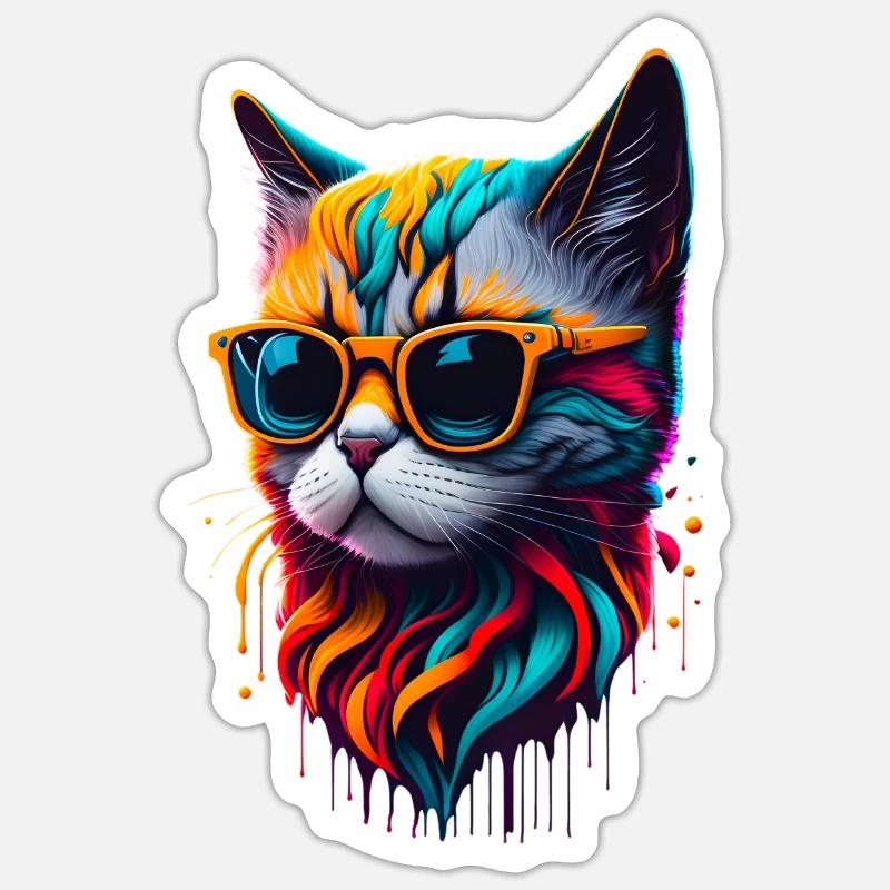 Chat mignon Sticker taille S (10 x 10 cm)