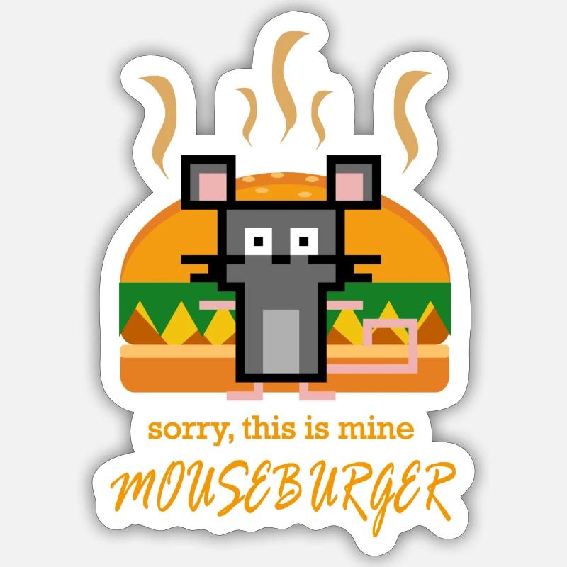 Mouseburger - Sticker taille S (10 x 10 cm) - blanc mat