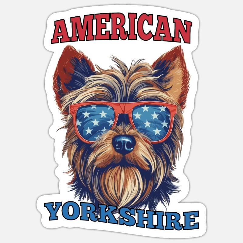 Yorkshire américain - Sticker taille S (10 x 10 cm) - blanc mat