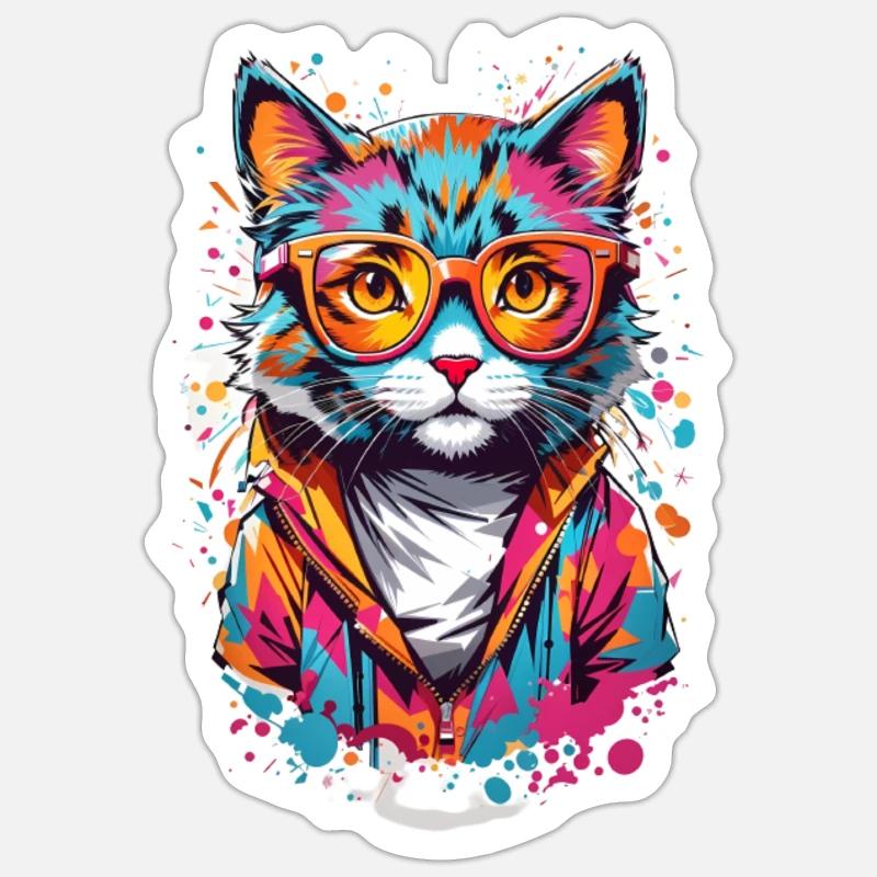 Chat mignon - Sticker taille S (10 x 10 cm) - blanc mat