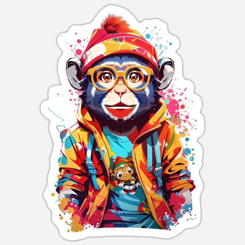 Coole Affe - Sticker Größe S (10 x 10 cm) - Mattweiß