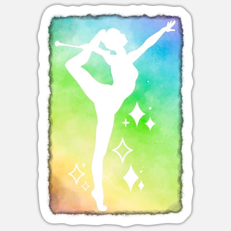 Twirleuse raindow background Sticker taille S (10 x 10 cm)