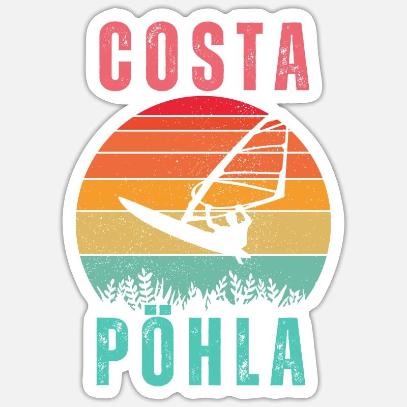 Costa Pöhla Planche à voile - Sticker taille S (10 x 10 cm) - blanc mat