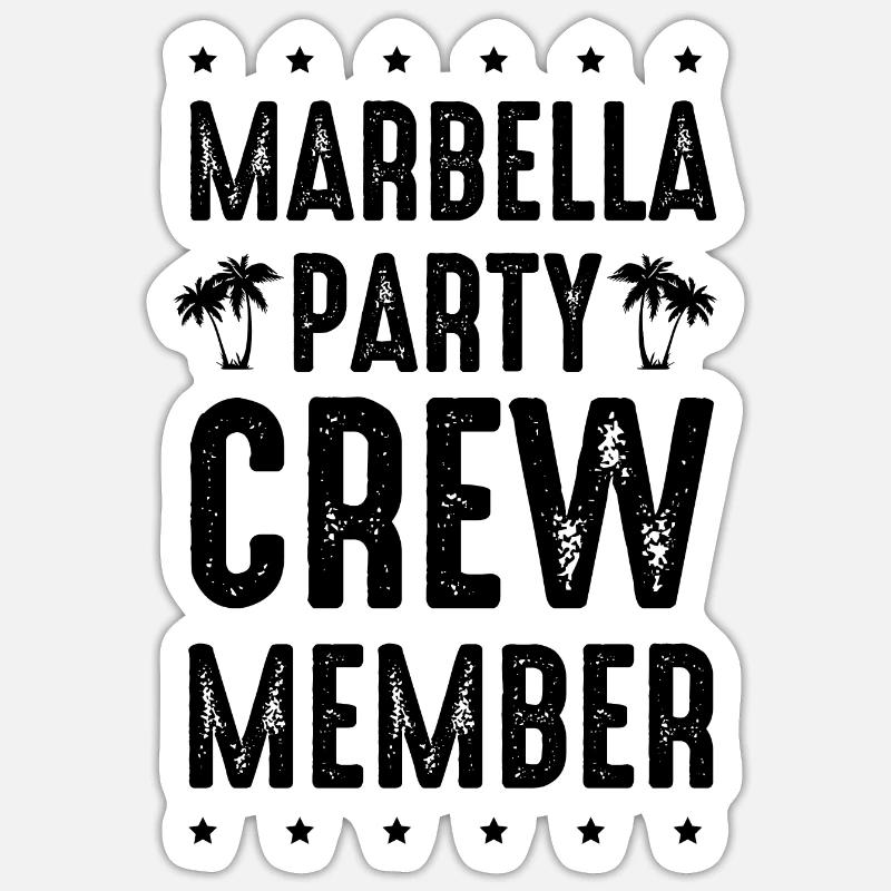 Marbella Party Crew - Sticker Größe S (10 x 10 cm) - Mattweiß