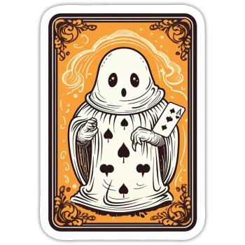 Tarot Karte Geist mit Pik Ass Karte - Sticker Größe S (10 x 10 cm) - Mattweiß - Vorne