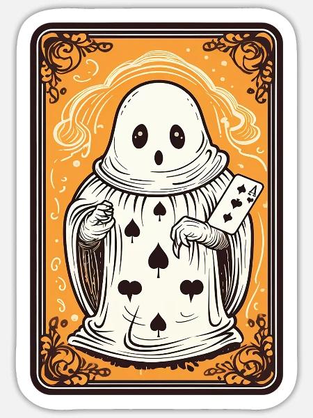 Tarot Karte Geist mit Pik Ass Karte - Sticker Größe S (10 x 10 cm) - Mattweiß