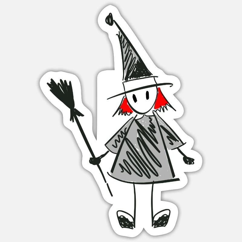 Design de sorcière stylisé - Sticker taille S (10 x 10 cm) - blanc mat