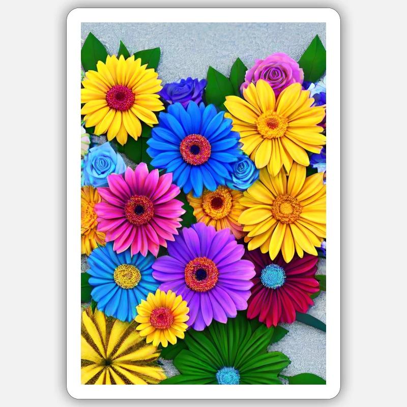 Multi Blumen - Sticker Größe S (10 x 10 cm) - Mattweiß