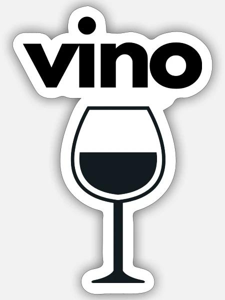 Weinglas - Vino - Sticker Größe S (10 x 10 cm) - Mattweiß
