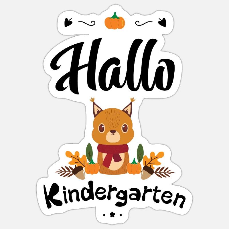 süßes Eichhörnchen Design mit Herbstmotiven - Sticker Größe S (10 x 10 cm) - Mattweiß