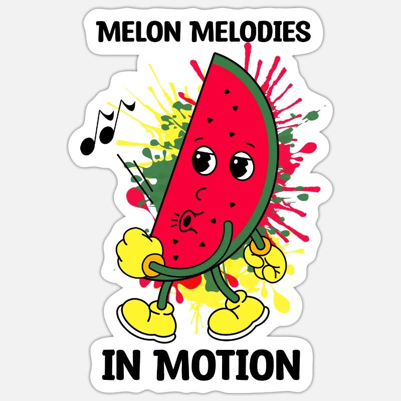 Pfeifende Melone - Sticker Größe S (10 x 10 cm) - Mattweiß