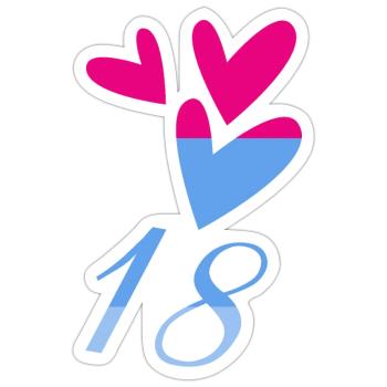 18. 18 YEARS OLD. 18th ANNIVERSARY. BIRTHDAY 18 YEARS. - Sticker size S (10 x 10 cm) - white matte - Front