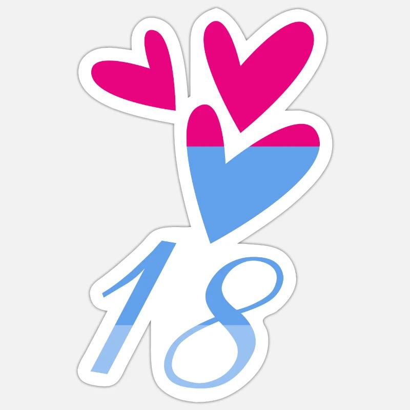 18. 18 YEARS OLD. 18th ANNIVERSARY. BIRTHDAY 18 YEARS. Sticker size S (10 x 10 cm)
