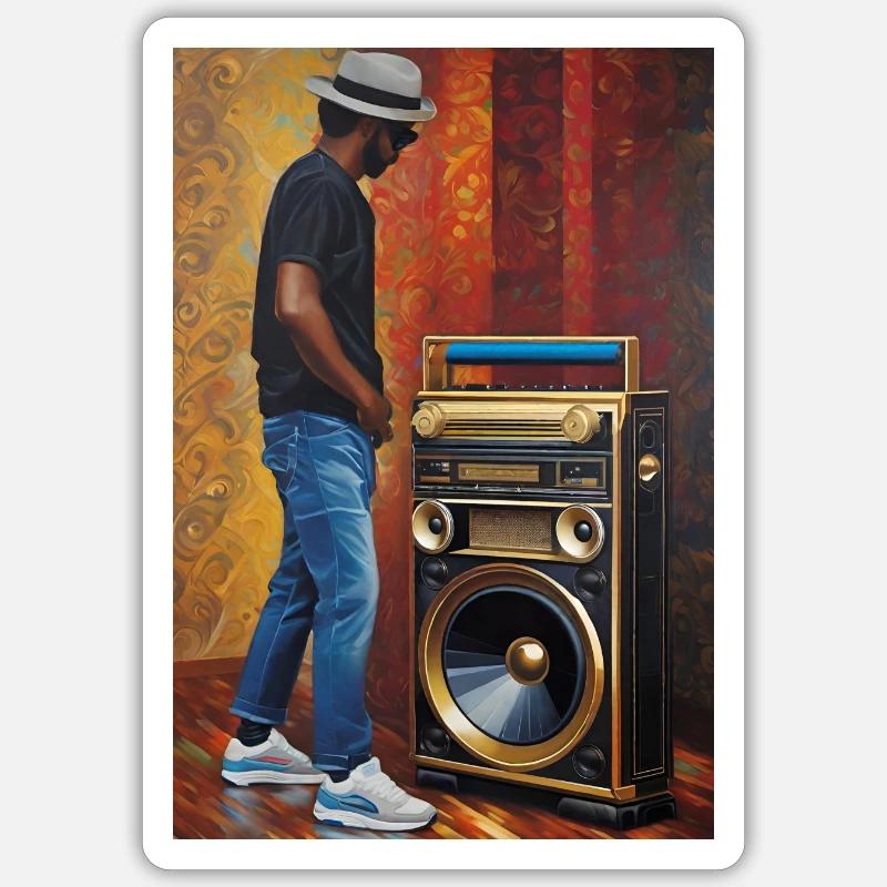 Old School Ghettoblaster - Sticker Größe S (10 x 10 cm) - Mattweiß