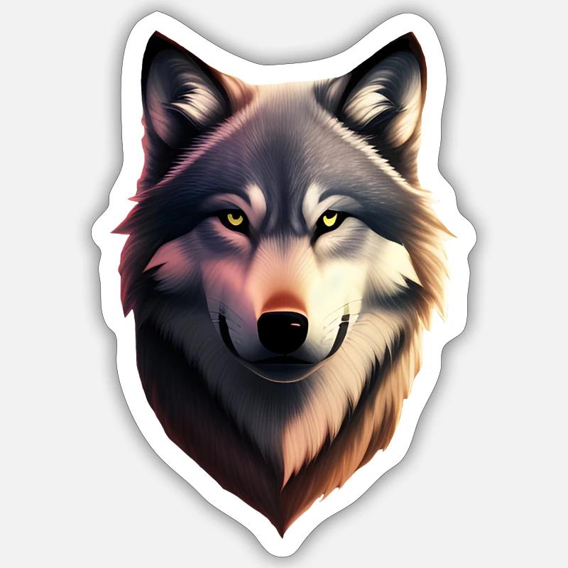 Wolf - Sticker Größe S (10 x 10 cm) - Mattweiß