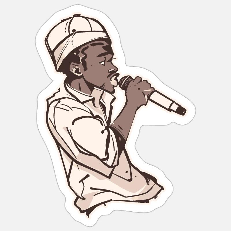 Rapper hält ein Mikrofon mit Schlaganfall Sticker Größe S (10 x 10 cm)