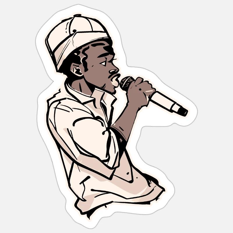 Rapper hält ein Mikrofon mit Schlaganfall (Schwarz) Sticker Größe S (10 x 10 cm)