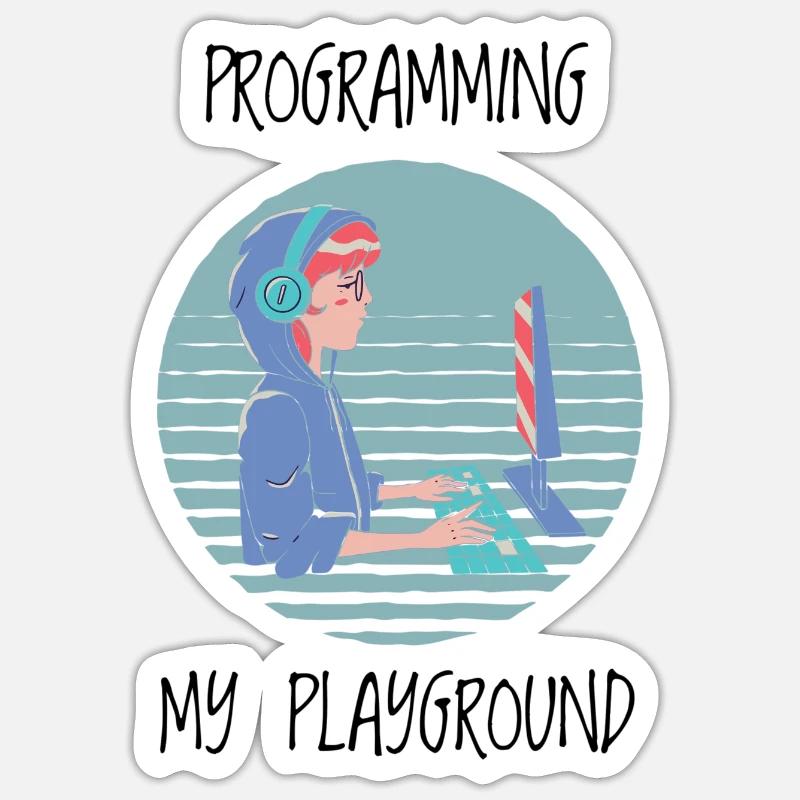 Women Programming - Women Coding - Sticker size S (10 x 10 cm) - white matte