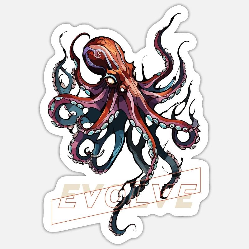 Evolving Kraken - Sticker size S (10 x 10 cm) - white matte