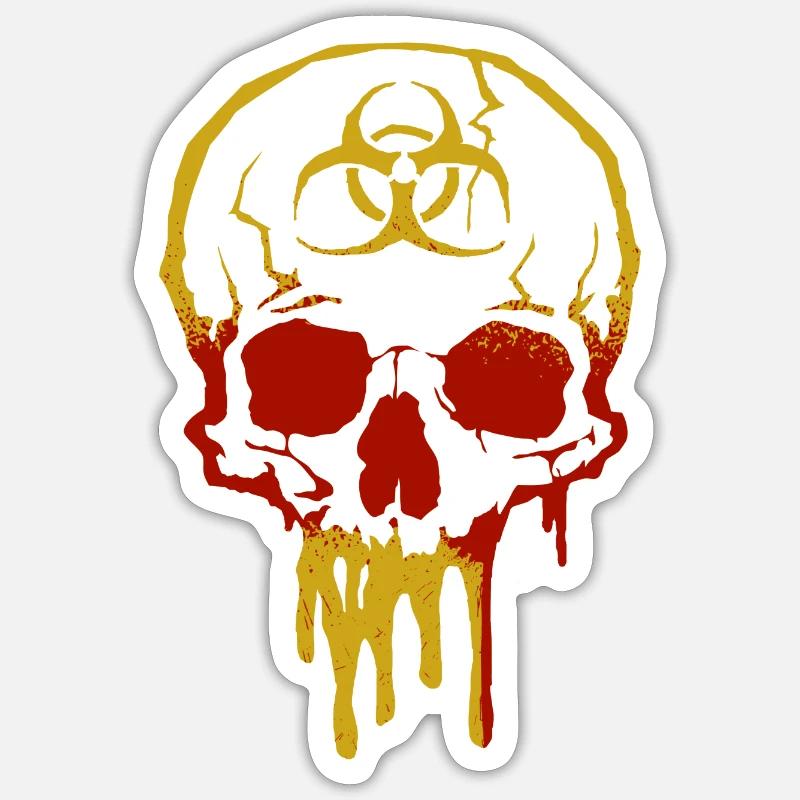 Crâne à risque biologique - Sticker taille S (10 x 10 cm) - blanc mat