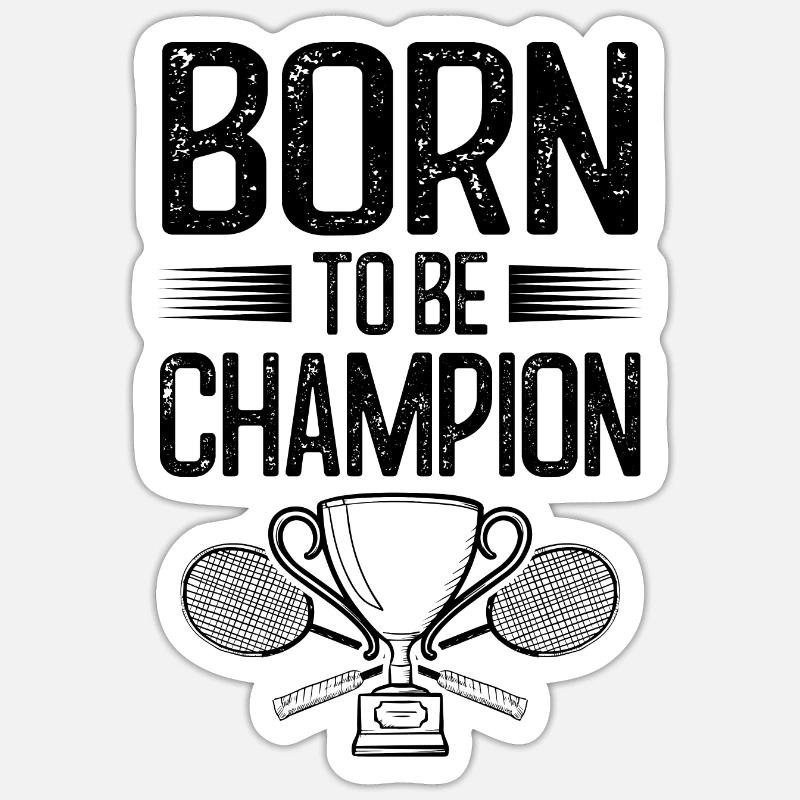 Champion né de badminton - Sticker taille S (10 x 10 cm) - blanc mat