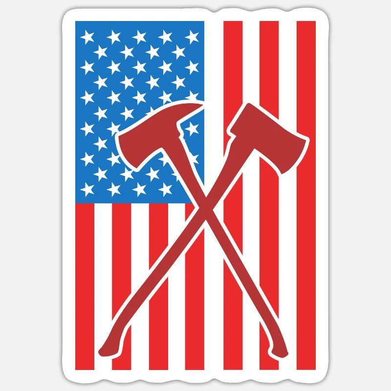 Drapeau de Fire Fighting USA Sticker taille S (10 x 10 cm)