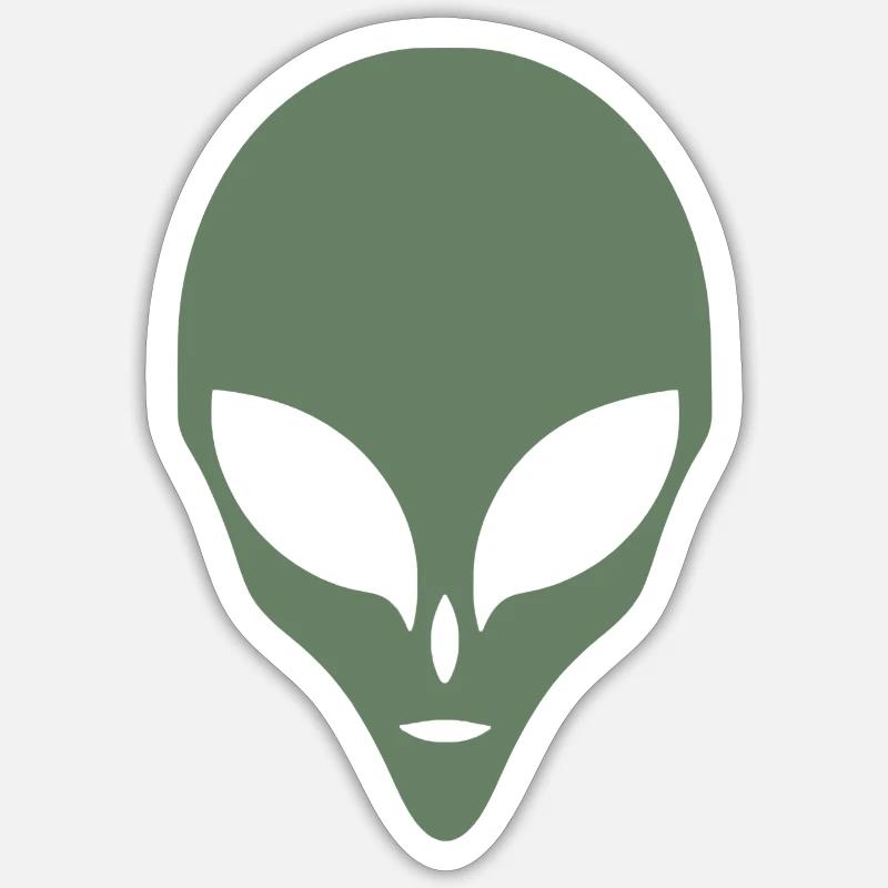 Alien Silhouette Head Face - Sticker taille S (10 x 10 cm) - blanc mat