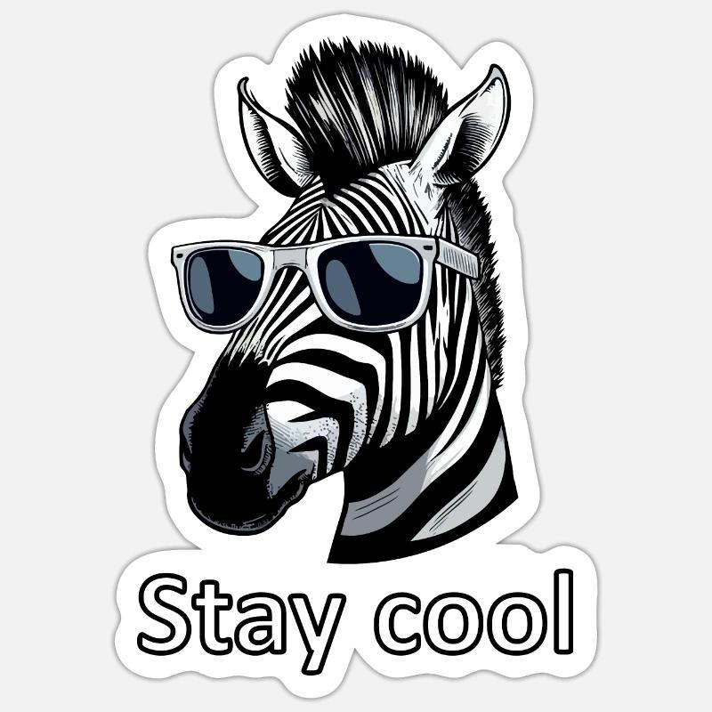 Cool Zebra - Sticker size S (10 x 10 cm) - white matte