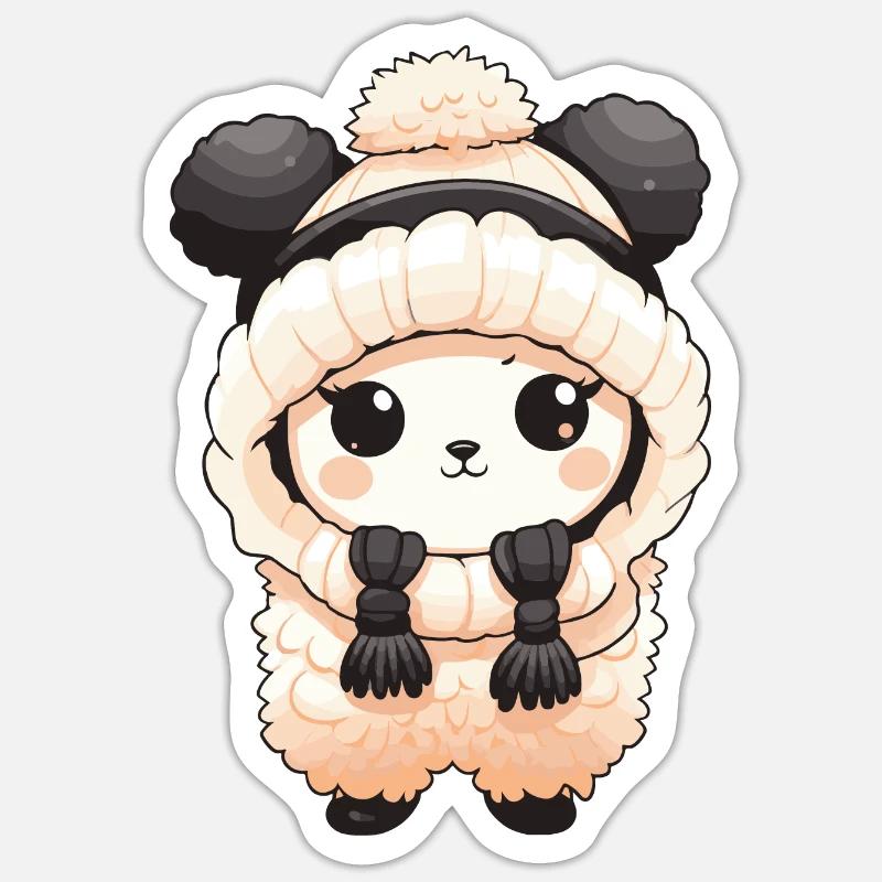 Alpaca Winter Llama Comic - Sticker size S (10 x 10 cm) - white matte