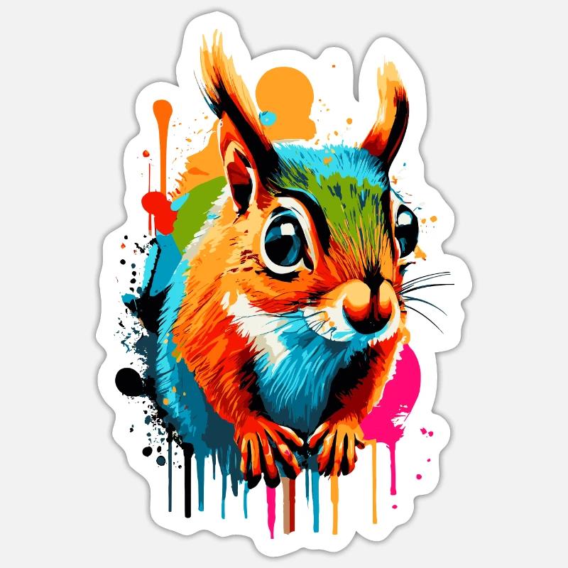 Eichhörnchen Sciurus - Squirrel Farbenfroh Sticker Größe S (10 x 10 cm)